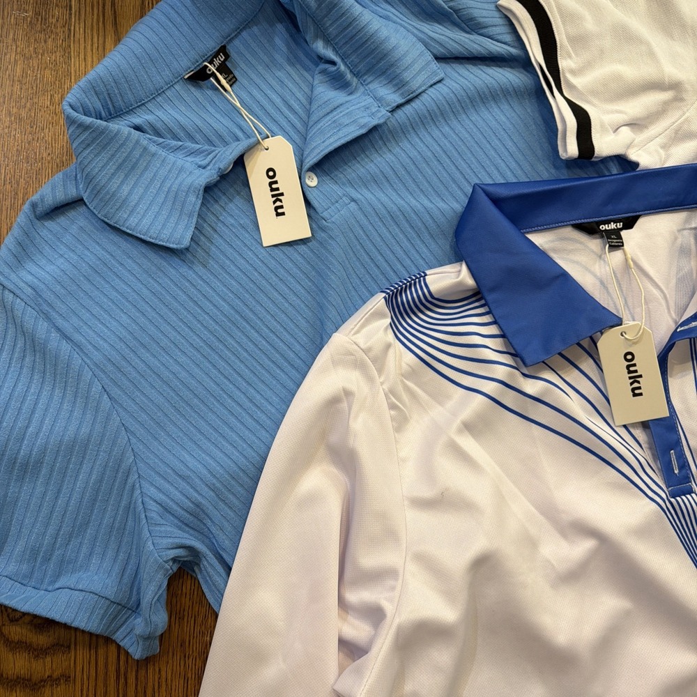 NWT Ouku Polo Shirts Lot of 3 Mens XL Modern Collar 2 Short, 1 Long Sleeve - Picture 8 of 10